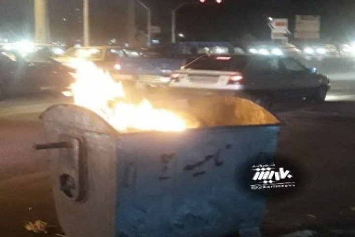 آتش گرفتن سطل زباله در خیابان هفت تیر